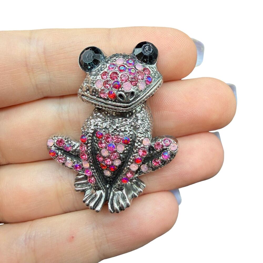 Vintage Jewelry Rhinestone Frog Brooch Frog Jewelry